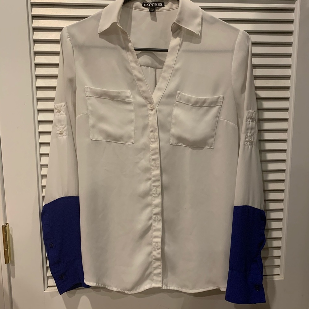 White and Royal Blue Portofino Shirt